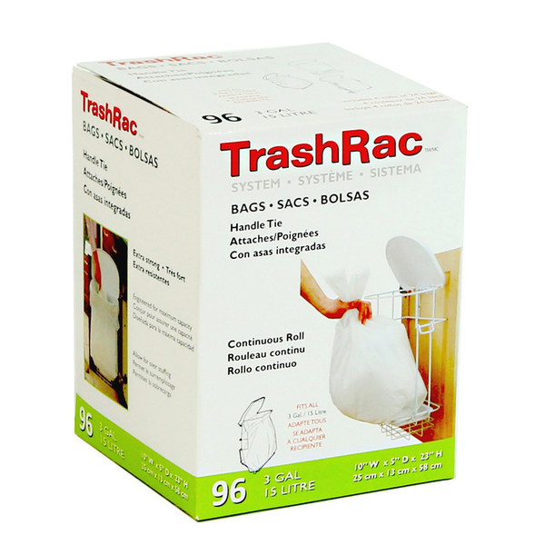 Sunbeam Trashrac 3 gal Trash Bags, 0.7 mm, 6 PK 87096